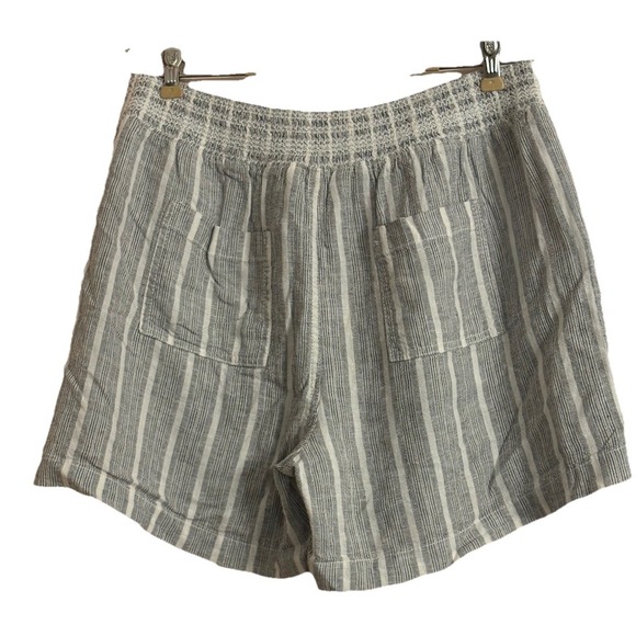 Briggs Shorts Womens Large Black Linen Blend Pull On Boho Festival Striped - Picture 3 of 5